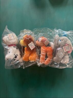 Vintage Disney Plush Toy Set - Bambi, Dumbo, Lady and the Tramp, 101 Dalmatian